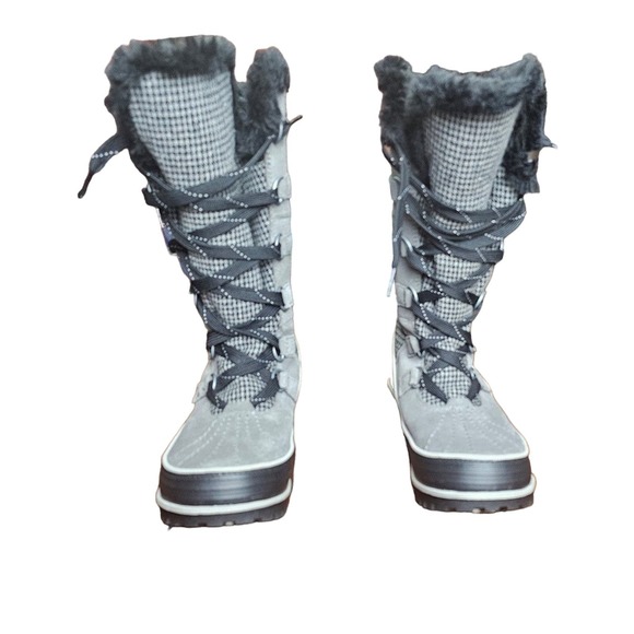 Sorel Women's Tofino II‎ Gray Houndstooth Winter Snow Boots Lace Up Tall 6.5 - Picture 3 of 10